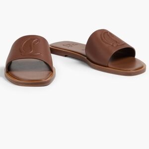 Christian Louboutin Brown Leather Slide Mules